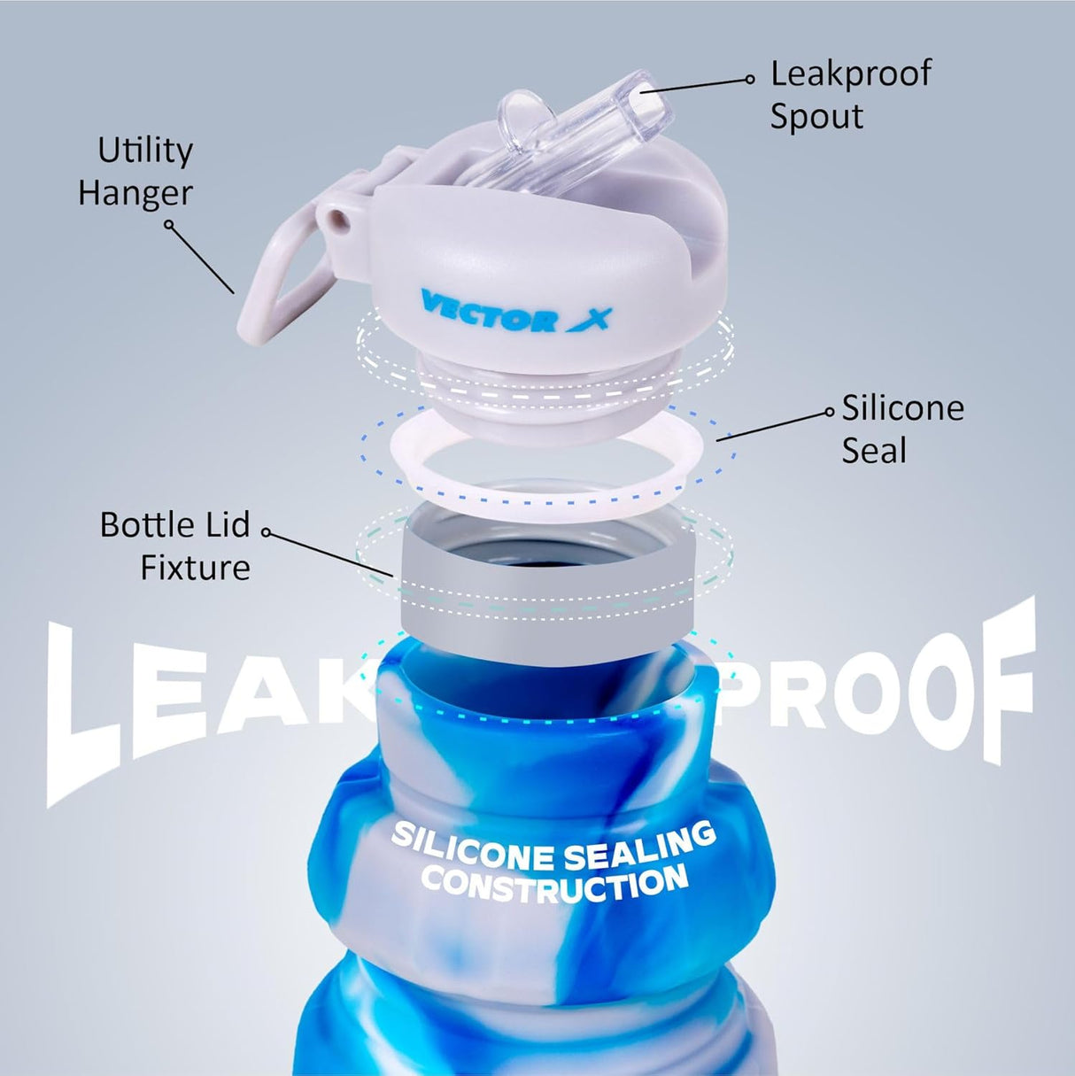 Vector X Flexible Portable Water Bottle with Flip Top Lid for Travel, Hiking, Camping 500 ml Bottle (Pack of 1,Silicone)