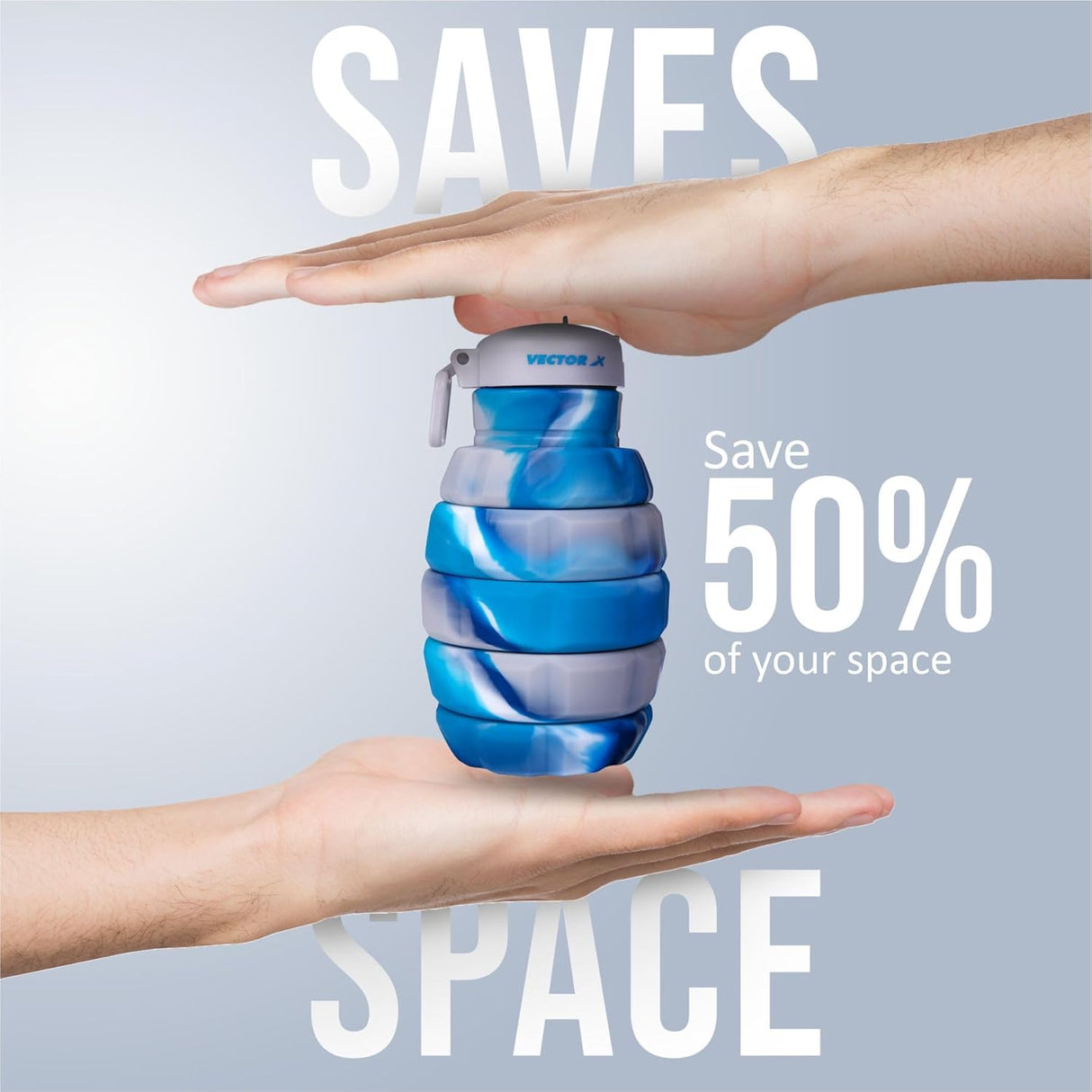 Vector X Flexible Portable Water Bottle with Flip Top Lid for Travel, Hiking, Camping 500 ml Bottle (Pack of 1,Silicone)