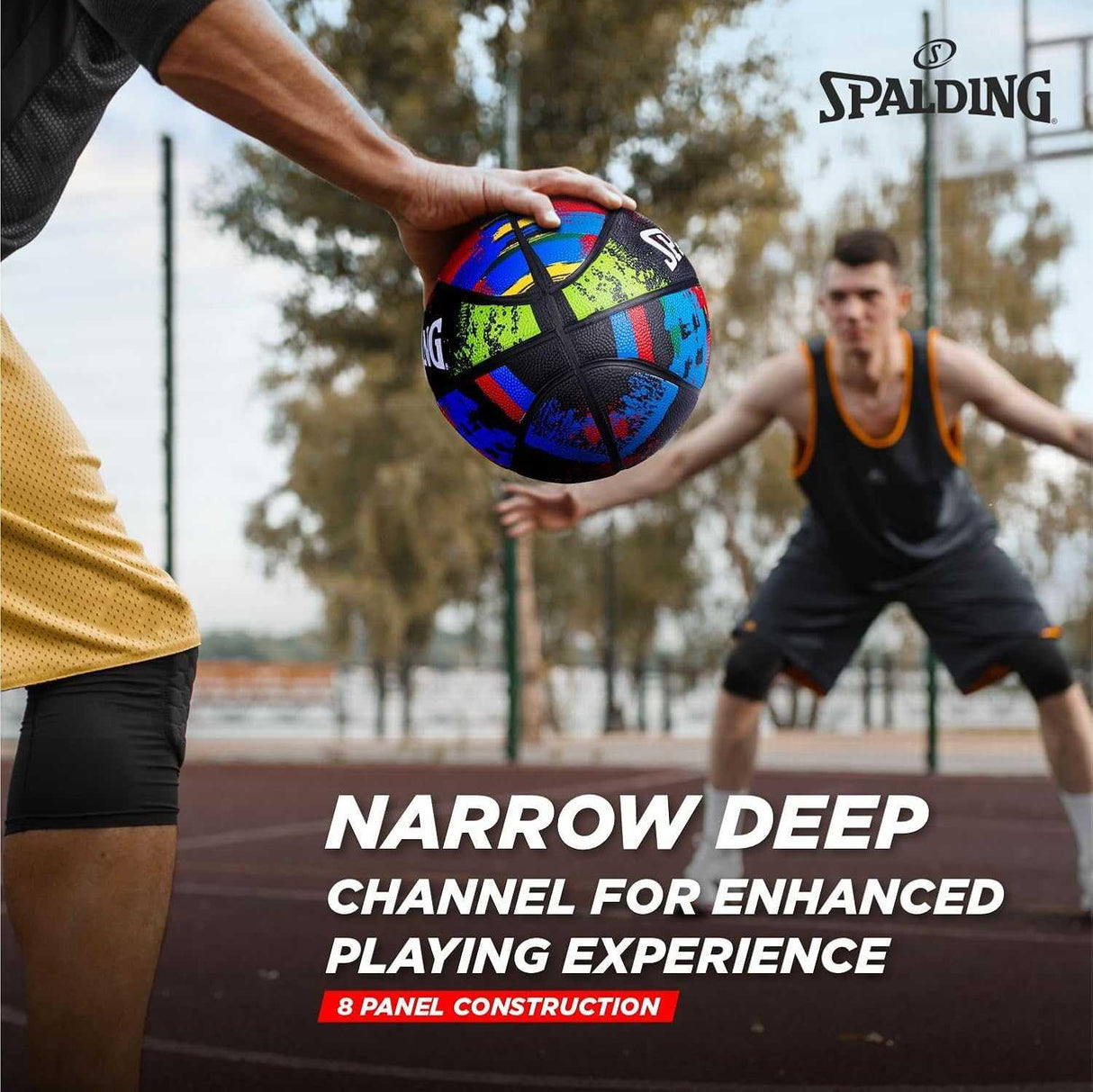 Spalding 8 Panel Marble Rubber Moulded Indoor/Outdoor Basketball with Butyl Bladder, Black, Size: 7 (Suitable for Practice/Match/Training) + Free Air Needle