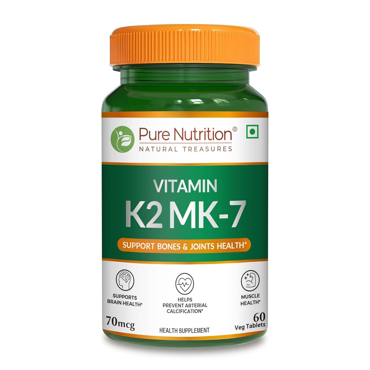 Vitamin K2 MK-7 with Vitamin D3 Bone & Heart Health | 60 Veg Tablets