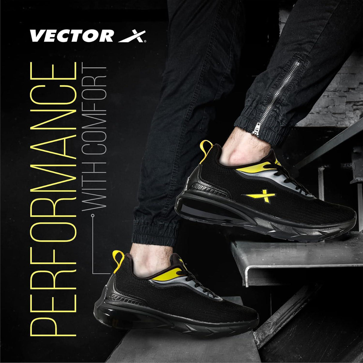 VECTOR X Fighter Training & Gym Shoes For Men (Black)