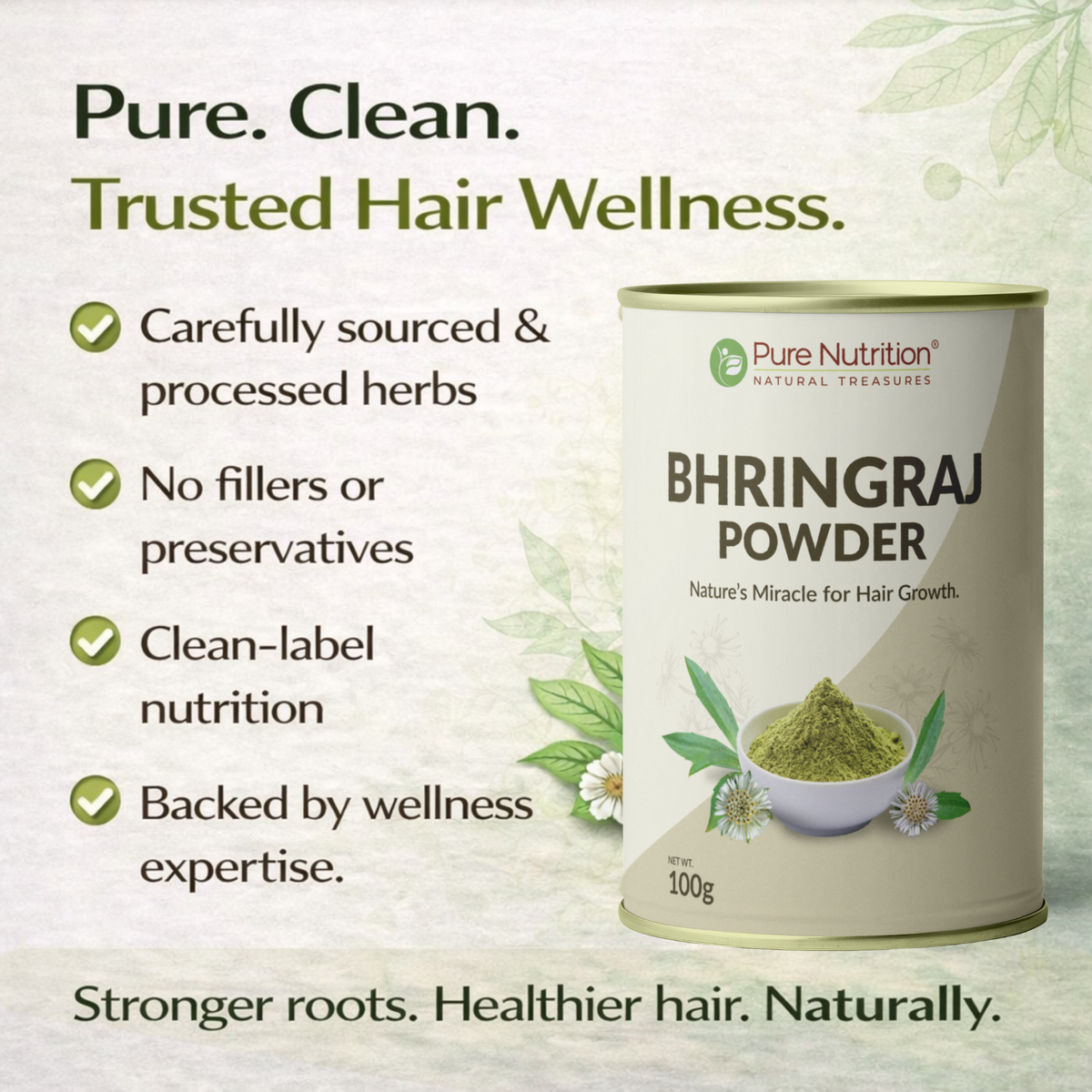 Bhringraj Powder Herbal Hair Care Powder for Growth & Scalp Health