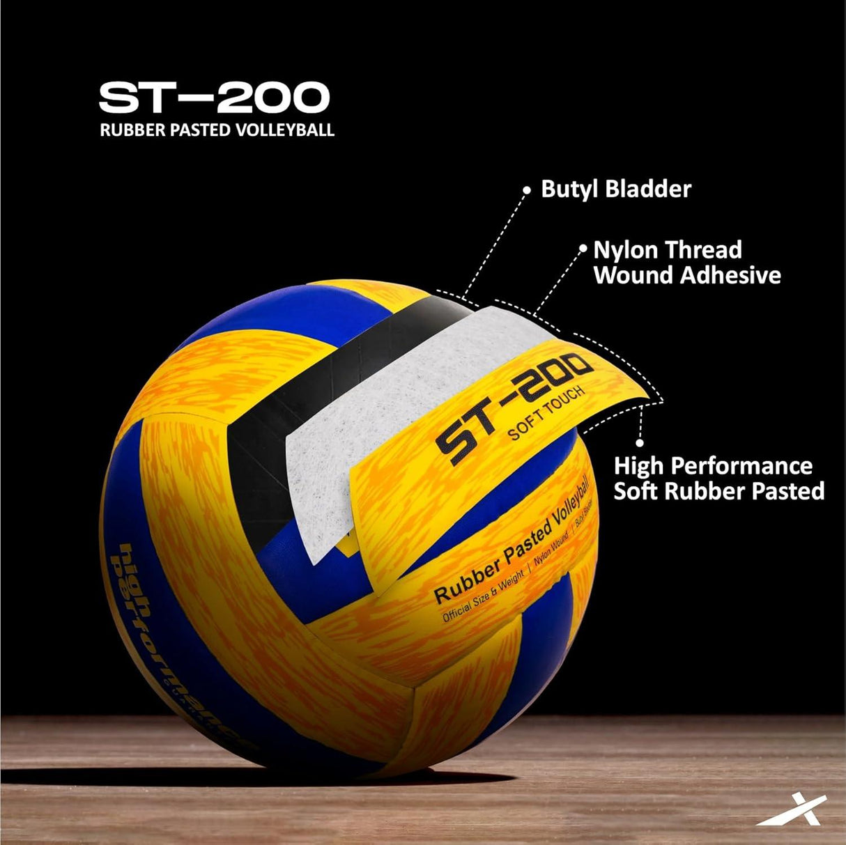 Vector X ST-200 Rubberized Pasted 18 Panel Volleyball (Size-4)