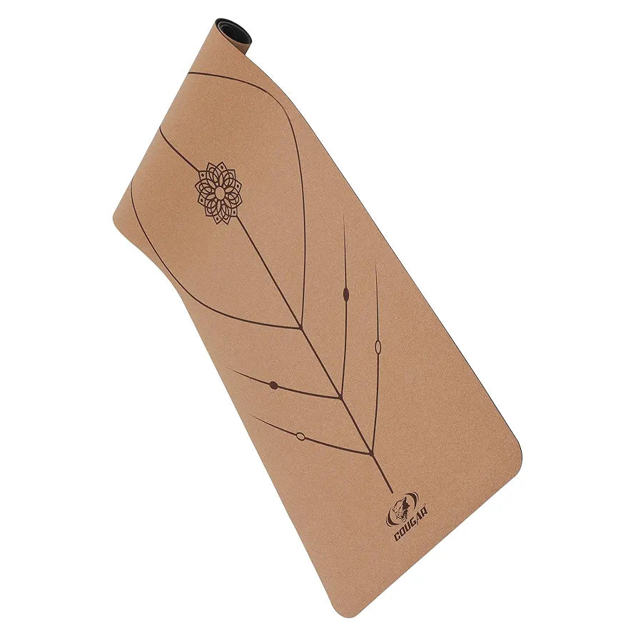 COUGAR Cork Rubber Yoga Mat for Women and Men 8 MM Thick Exercise Yoga Mat for Workout, Yoga, Fitness, Exercise Mat Anti Slip Mat, Yoga Mat 8 mm Gym Mat