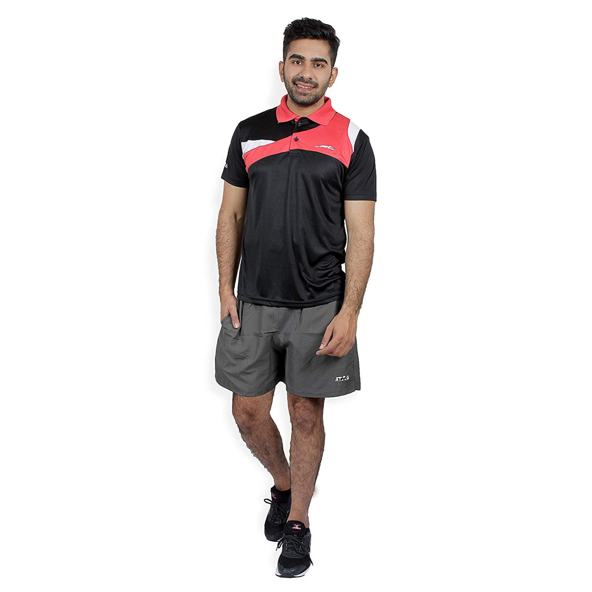 STAG GLOBAL Viper Black Men's Solid Athletic Fit Polo T-Shirt, Lightweight And Breathable Sportswear for Men's