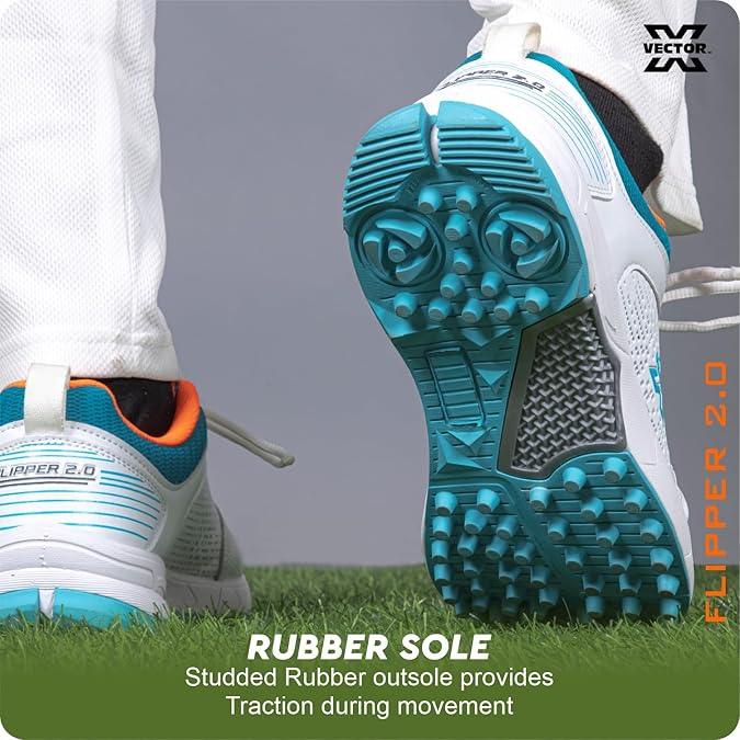 Vector X Flipper 2.0 Cricket Shoes for Men's Rubber Stud, Lightweight,Performance, Comfort, and Durability Shoe for All-Round Performance