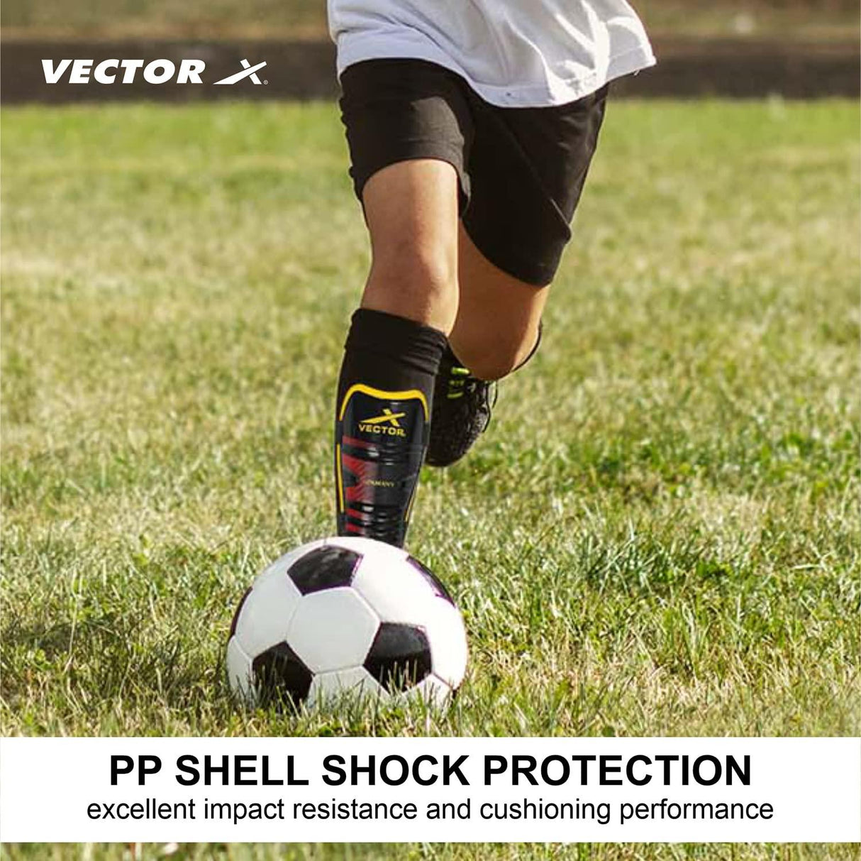 Vector X Germany Shin Guards Soccer with Adjustable Straps for Boys Girls Teenagers Adults - Comfortable and Durable-S/M