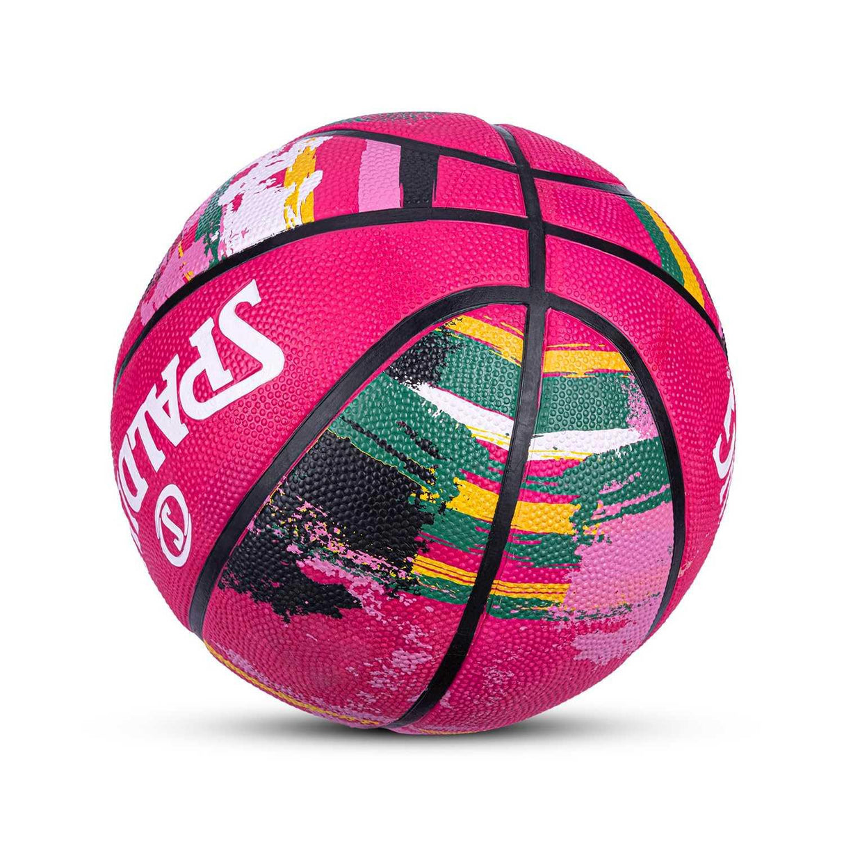 Spalding 8 Panel Marble Rubber Moulded Indoor/Outdoor Basketball with Butyl Bladder, Black, Size: 7 (Suitable for Practice/Match/Training) + Free Air Needle