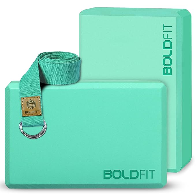 Boldfit Yoga Blocks Set of 2 and Belt | Kibi Sports Boldfit