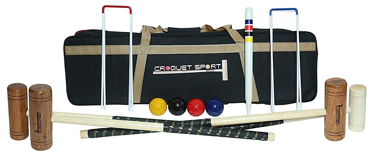 Synco Croquet Sport Family Croquet Set 4 Player, Family Set with Croquet Balls and Accessories (38 Inch)