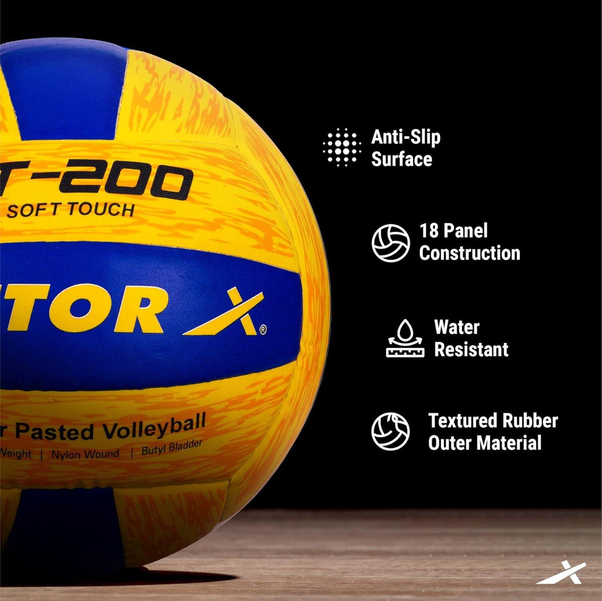 Vector X ST-200 Rubberized Pasted 18 Panel Volleyball (Size-4)
