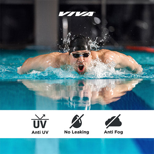 Viva Swimming VIVA-55 (Junior) Anti-Fog UV Protection 100% Silicone Swimming Goggles for Kids, Boys|Wide-Angle Vision Swim Glasses with Silicone Comfort & Adjustable Strap