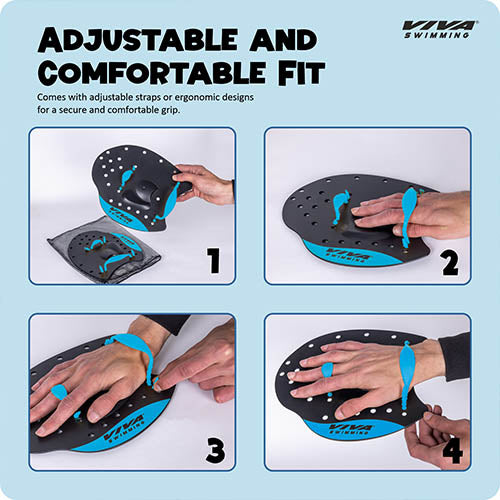 Viva Swimming HP-15 Premium Quality Hand Paddles Gloves with Adjustable Straps Water Sport Tools for Professional Swim Training Fins|Fitness Workout Gear|for Kids Men Women Children