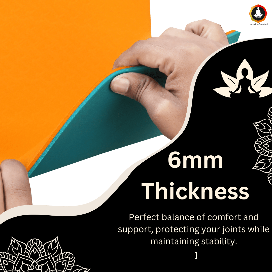 Yoga Mat 6mm TPE – Vedam Exercise Mat (Orange/Aqua)