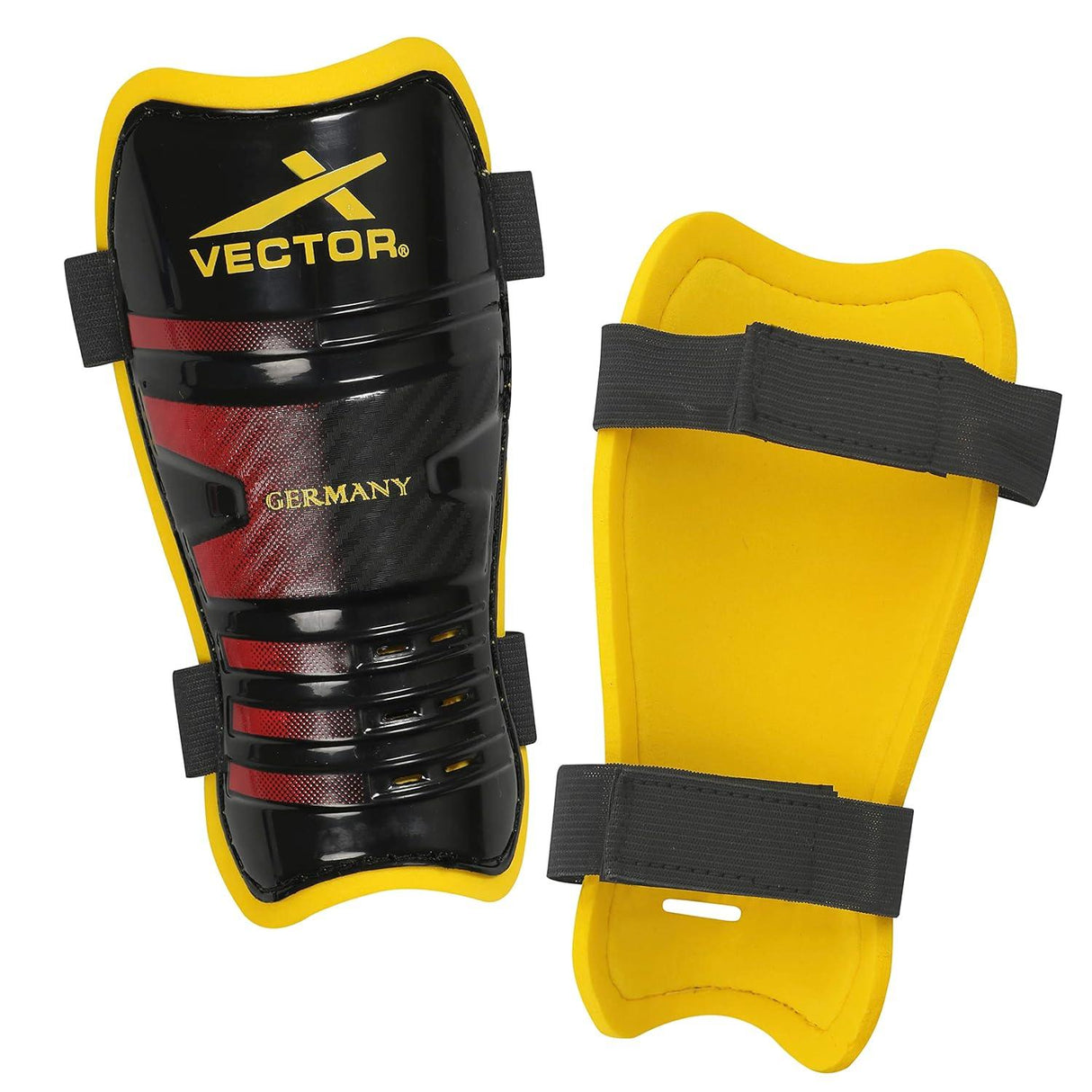 Vector X Germany Shin Guards Soccer with Adjustable Straps for Boys Girls Teenagers Adults - Comfortable and Durable-S/M