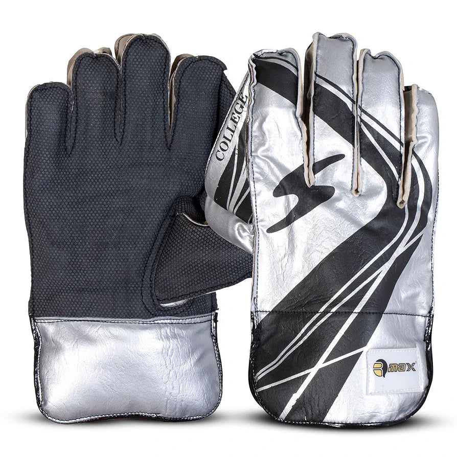 RMAX Rubber & PVC Cricket Wicket Keeping Gloves - Durable Construction, Superior Grip, High-Density Finger Protection, Ergonomic Design for Enhanced Flexibility and Comfort,