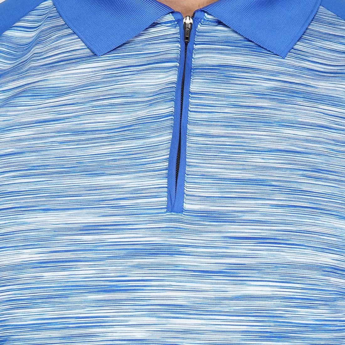 Vector X Mens Wear Space Dyed & Plain Polyester Textured Collar Zip Neck Half Sleeves T-shirt For Badminton, Lawn Tennis, Athleisure, Table Tennis, Training, and all Other Sports
