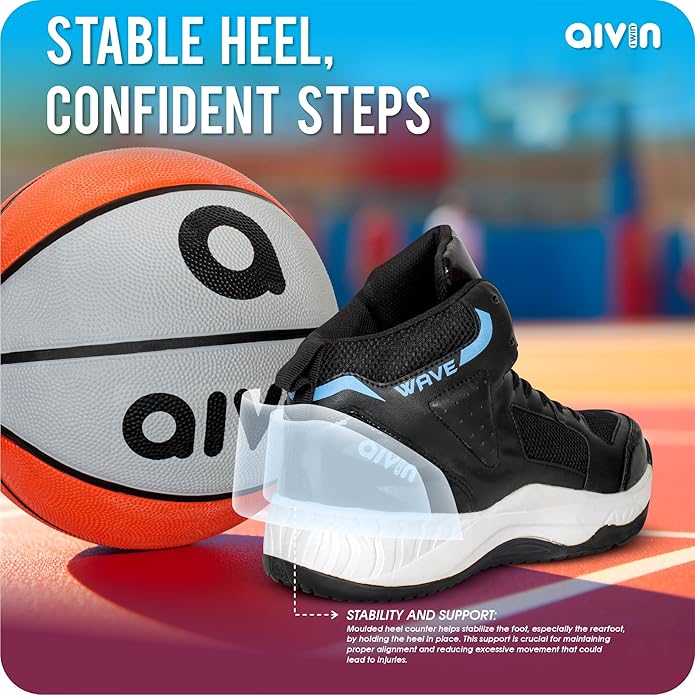 AIVIN Wave Men's Basketball Shoes - Superior Traction, Slip Resistant Rubber outsole, Bouncy EVA insole for Plush comfort, Multi directional Flexibility