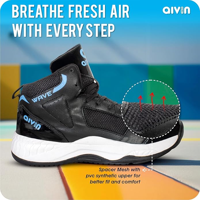 AIVIN Wave Men's Basketball Shoes - Superior Traction, Slip Resistant Rubber outsole, Bouncy EVA insole for Plush comfort, Multi directional Flexibility