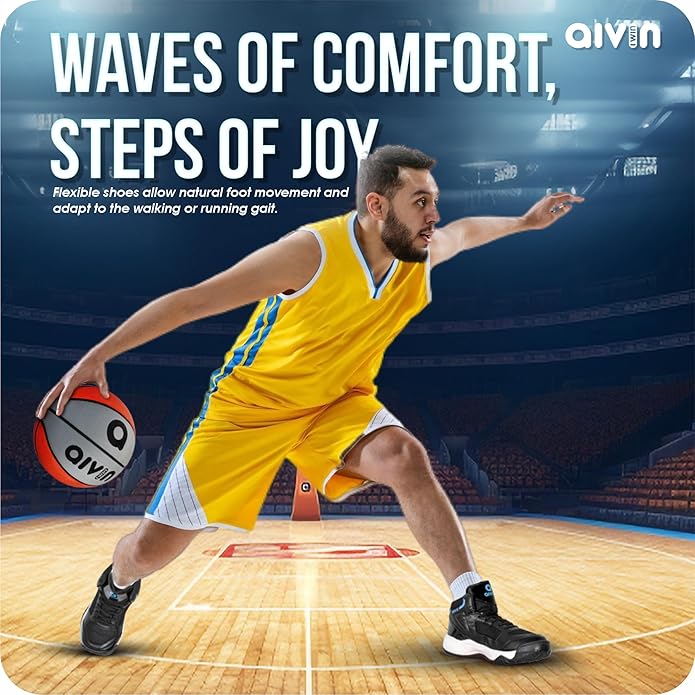 AIVIN Wave Men's Basketball Shoes - Superior Traction, Slip Resistant Rubber outsole, Bouncy EVA insole for Plush comfort, Multi directional Flexibility
