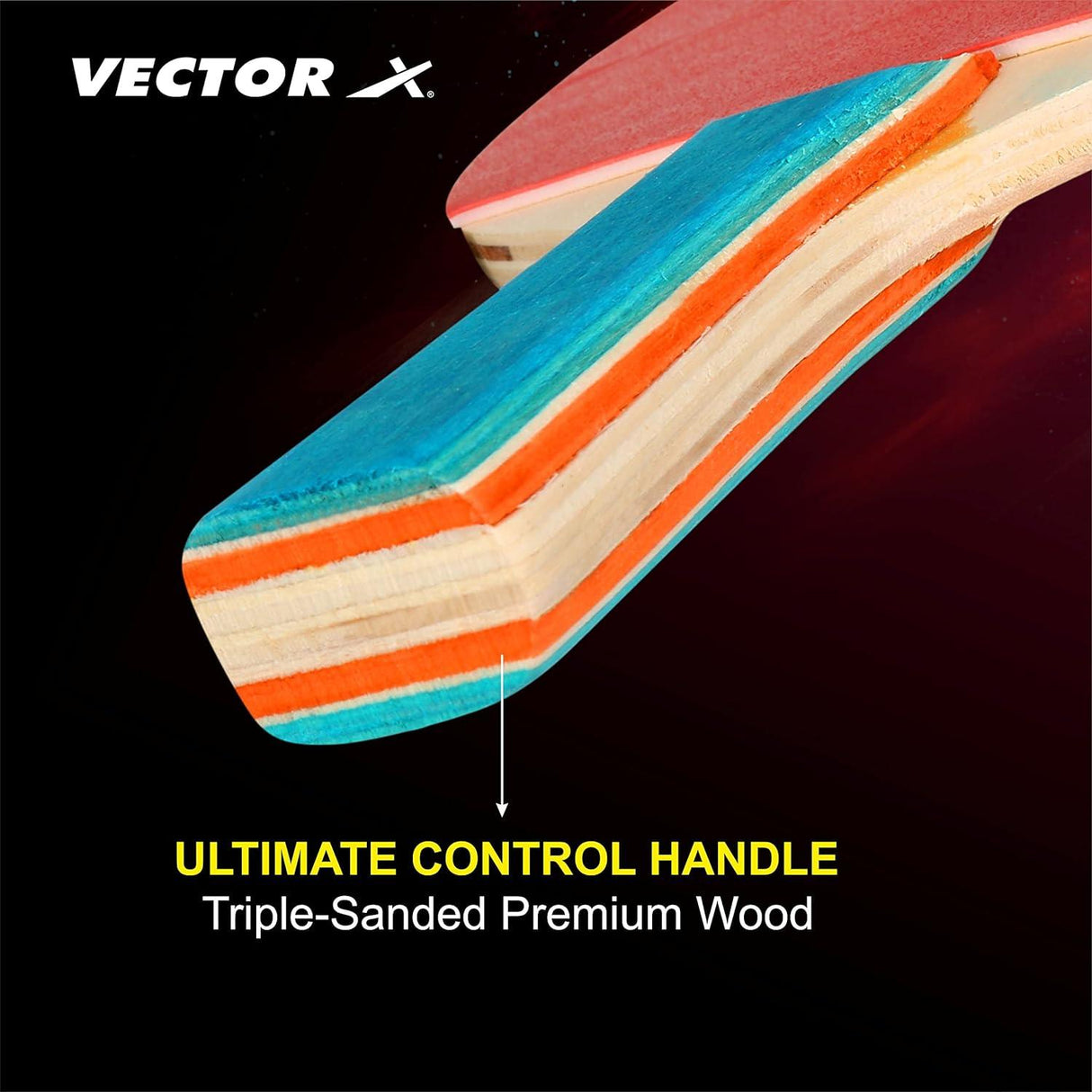 VECTOR X Wooden TT Set Red, Black Table Tennis Racquet Set Multicolor Table Tennis Racquet (Pack of: 2, 190 g)