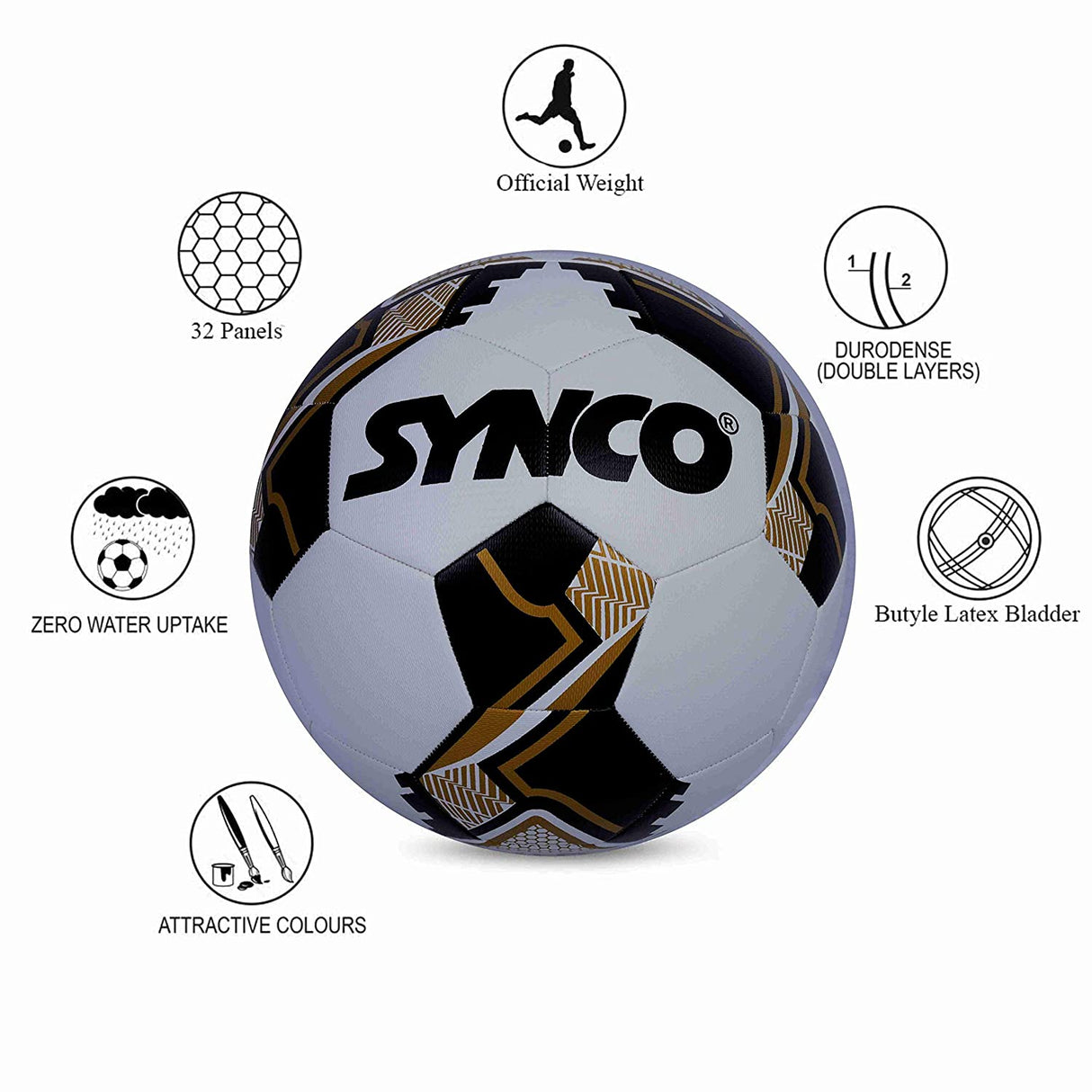 SYNCO Hyper Seam Football | TPU Machine Stitched | Match Ball | Size-5