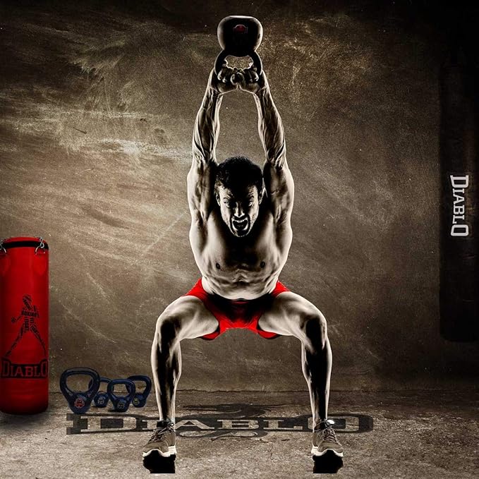 DIABLO Premium Fitness Solid Cast Iron Kettlebell Weights (2Kg,4KG,6KG,8KG,10KG,12KG) | Kibi Sports Belco