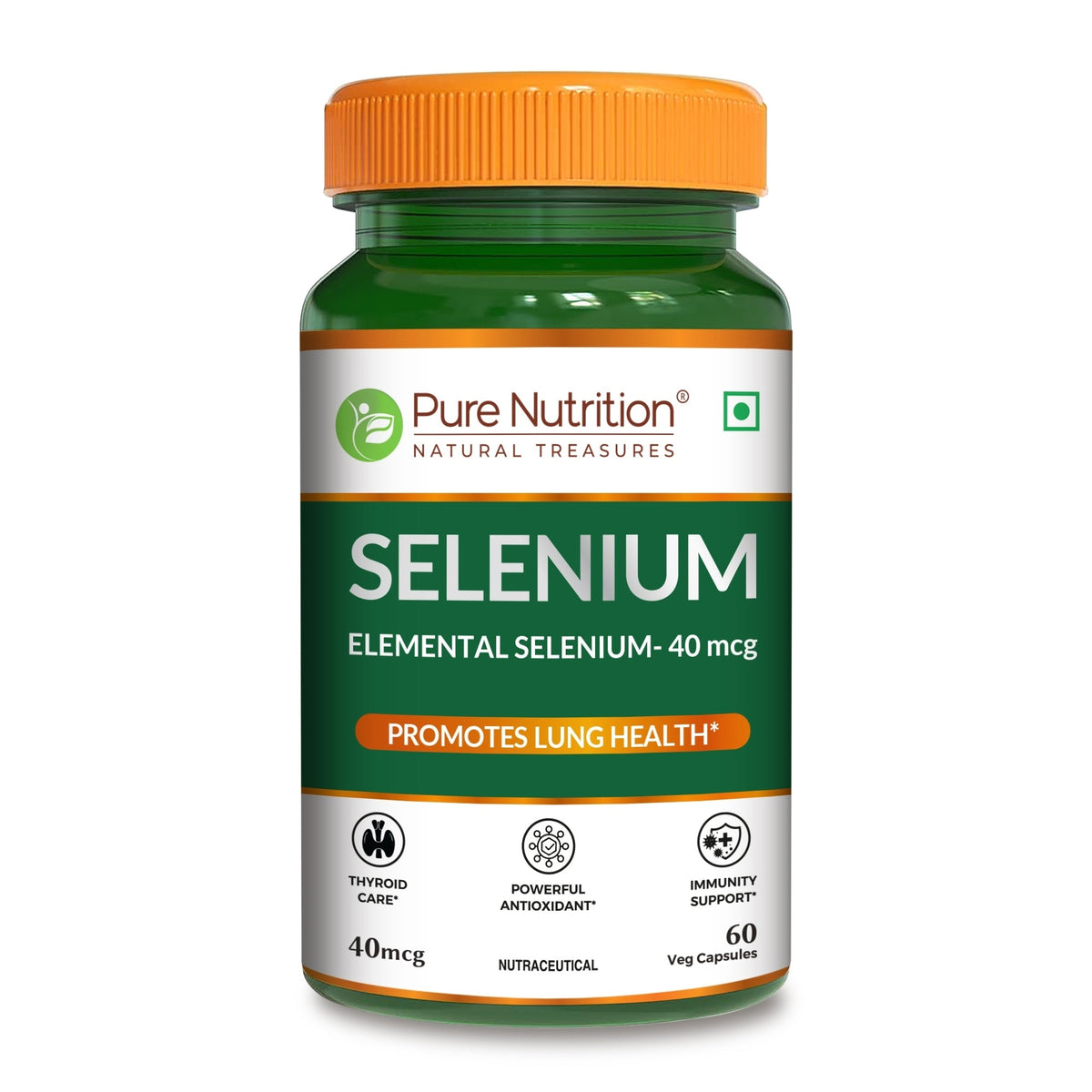 Selenium Supplement 60 Veg Capsules for Immunity & Wellness - Nutrition by Pure Nutrition