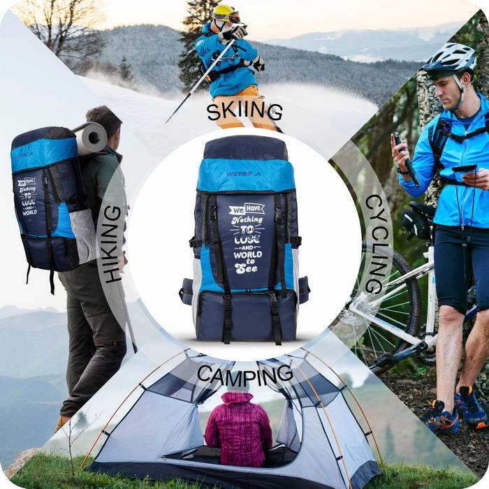 Vector X 55 L Backpack Waterproof Trekking Hiking Camping Travel Outdoor Luggage Bag with Rain Cover