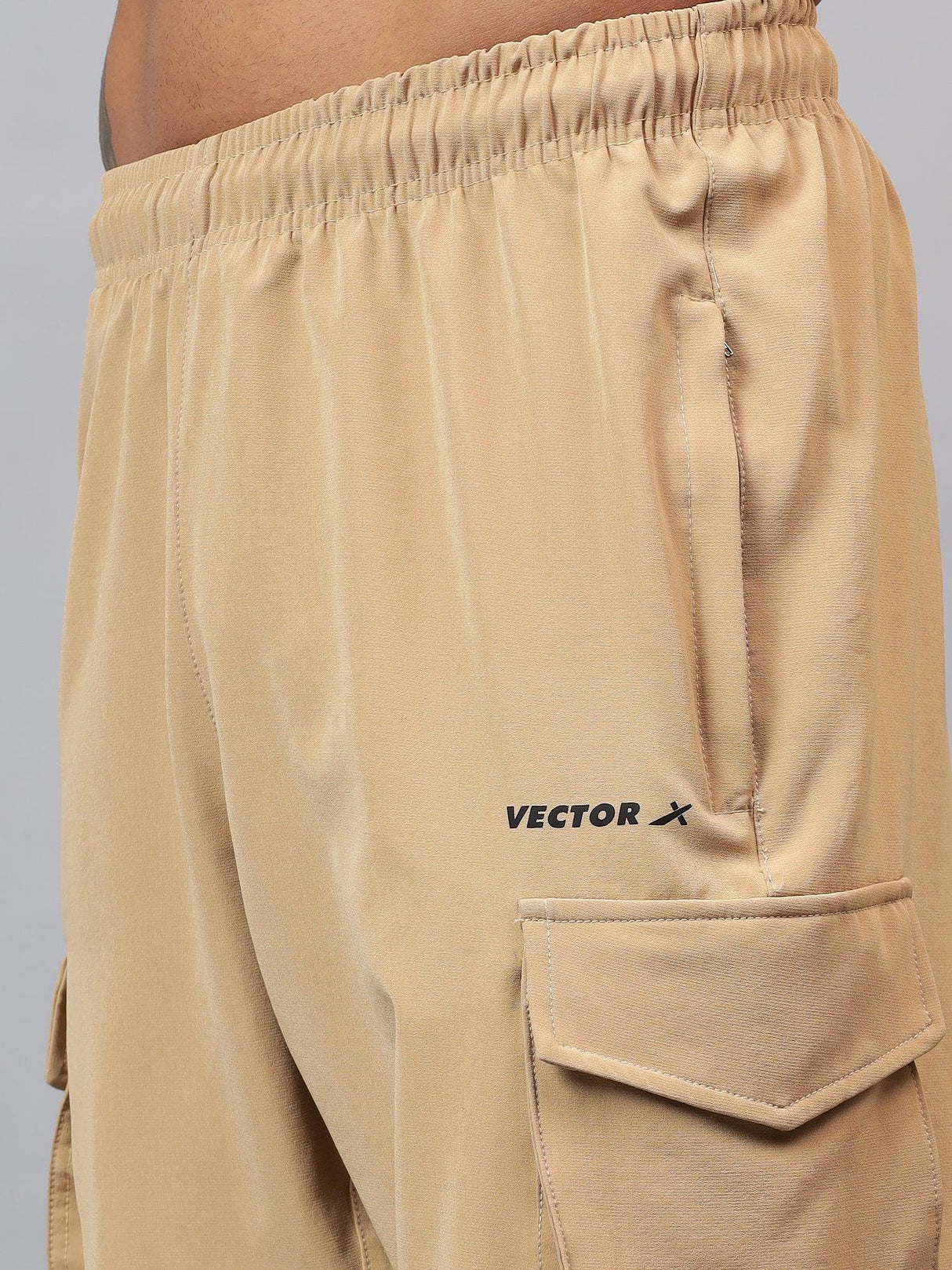 Vector X Solid Men Black Cargo Shorts 2 Side Zipper Pocket Made with Polyester