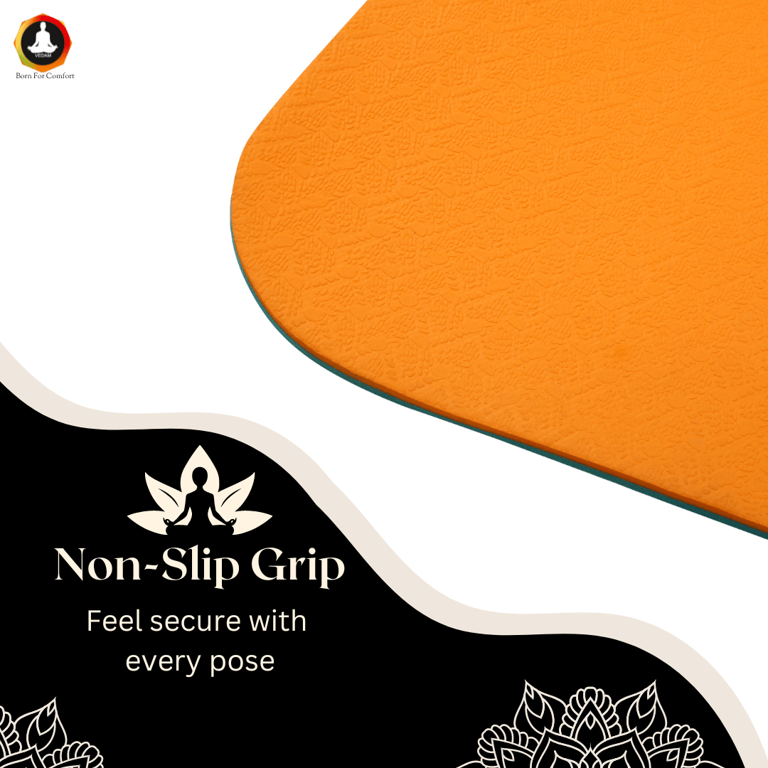 Yoga Mat 6mm TPE – Vedam Exercise Mat (Orange/Aqua)