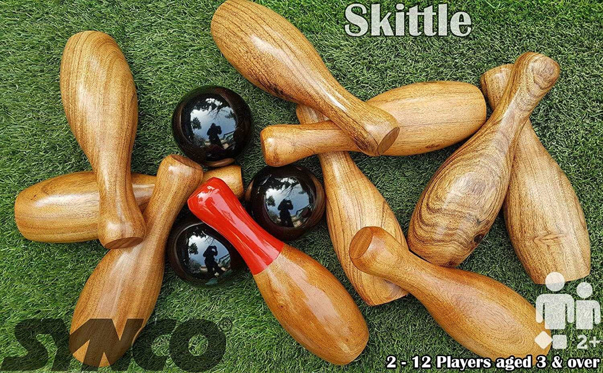 Synco Wooden Lawn Bowling & Ring Toss Game for Kids and Adults | 2-in-1 Game Set