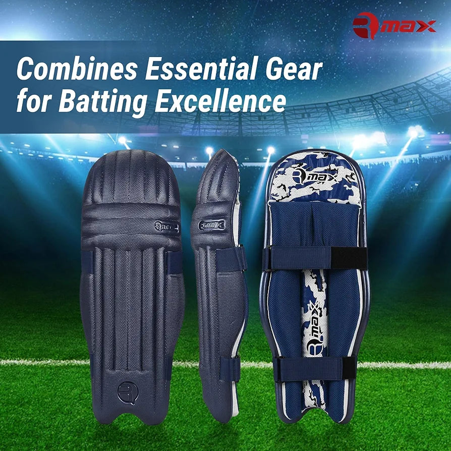 RMAX Cricket Batting Legguard Pad with Lightweight Ambidextrous Design, High-Density Foam Protection, Comfortable Inner Lining, Enhanced Knee and Shin Protection Full Size