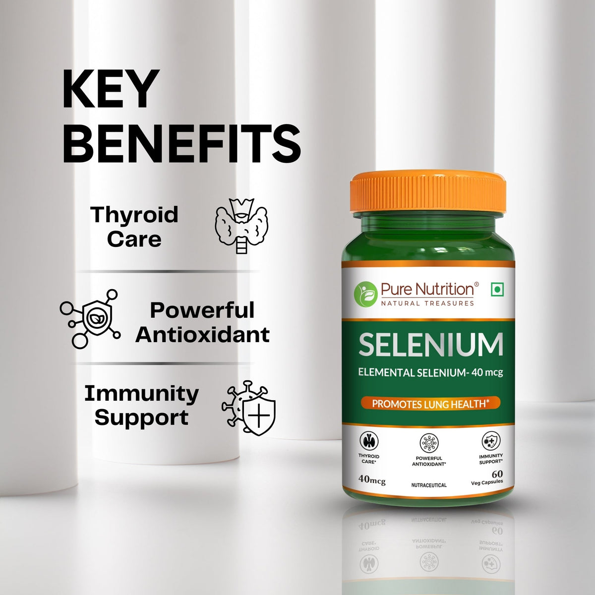 Selenium Supplement 60 Veg Capsules for Immunity & Wellness
