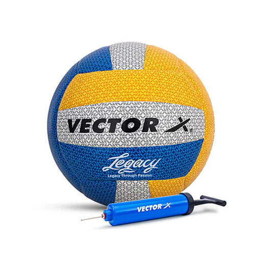Vector X Legacy With Pump 18 Panel Laminated Rubberized Pasted Material Durable & Waterproof Indoor Outdoor, Beach, Pool, Sand Home Play Practice Match Volleyball