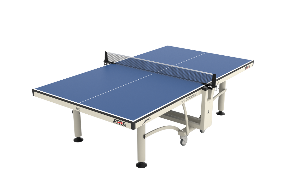 STAG GLOBAL Peter Karlsson Table Tennis Table | High Level Competition TT Table | with 2 TT Rackets | 6 Balls | 1 Table Cover | Clamp Net