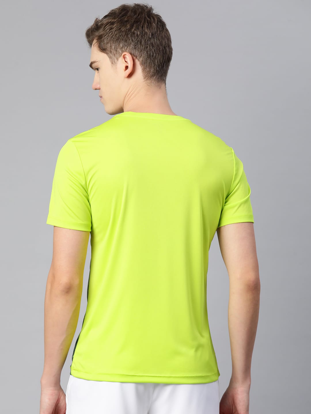 Alcis Men Lime Green Printed Dry Tech Slim Fit T-shirt