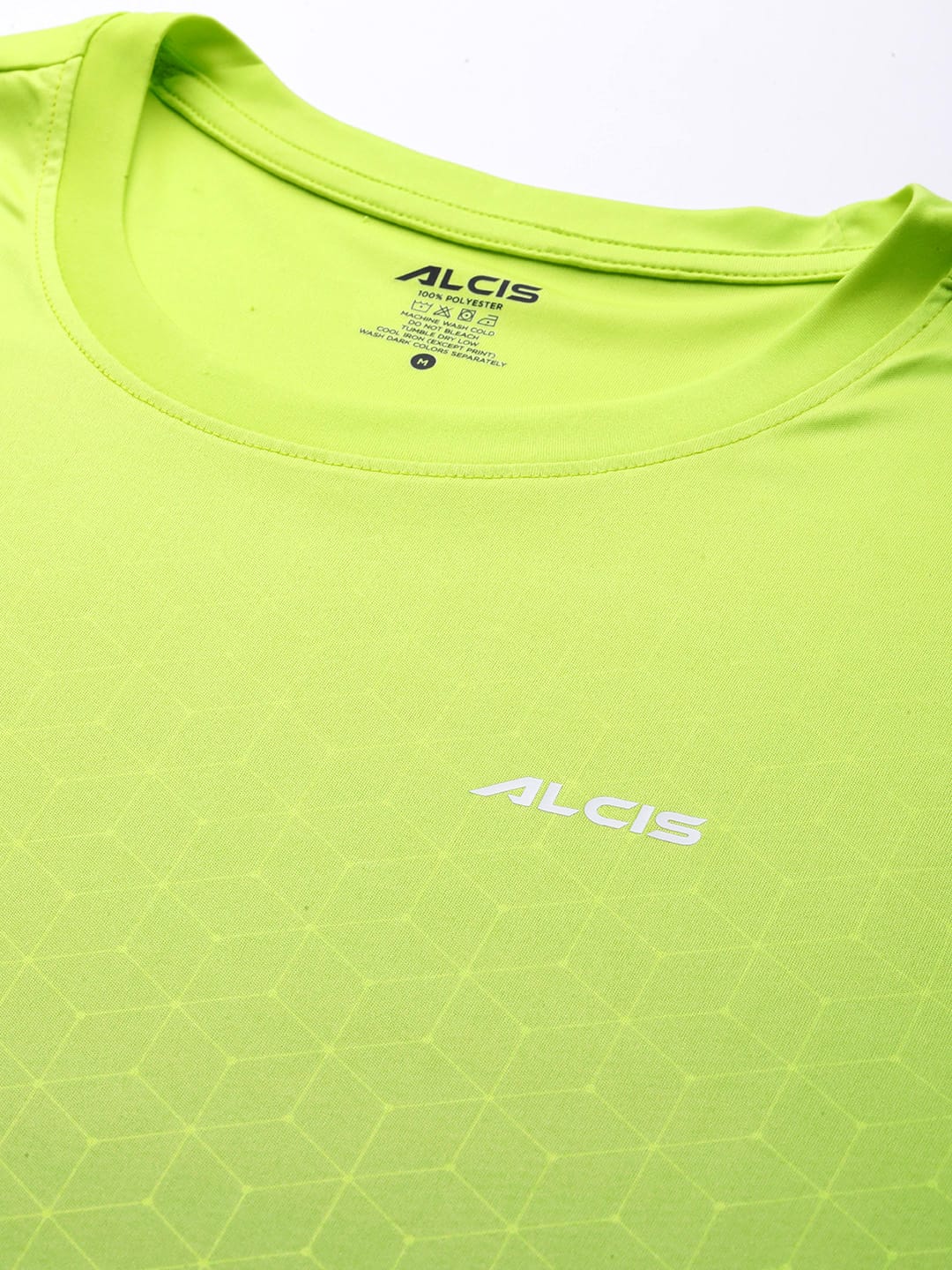 Alcis Men Lime Green Printed Dry Tech Slim Fit T-shirt