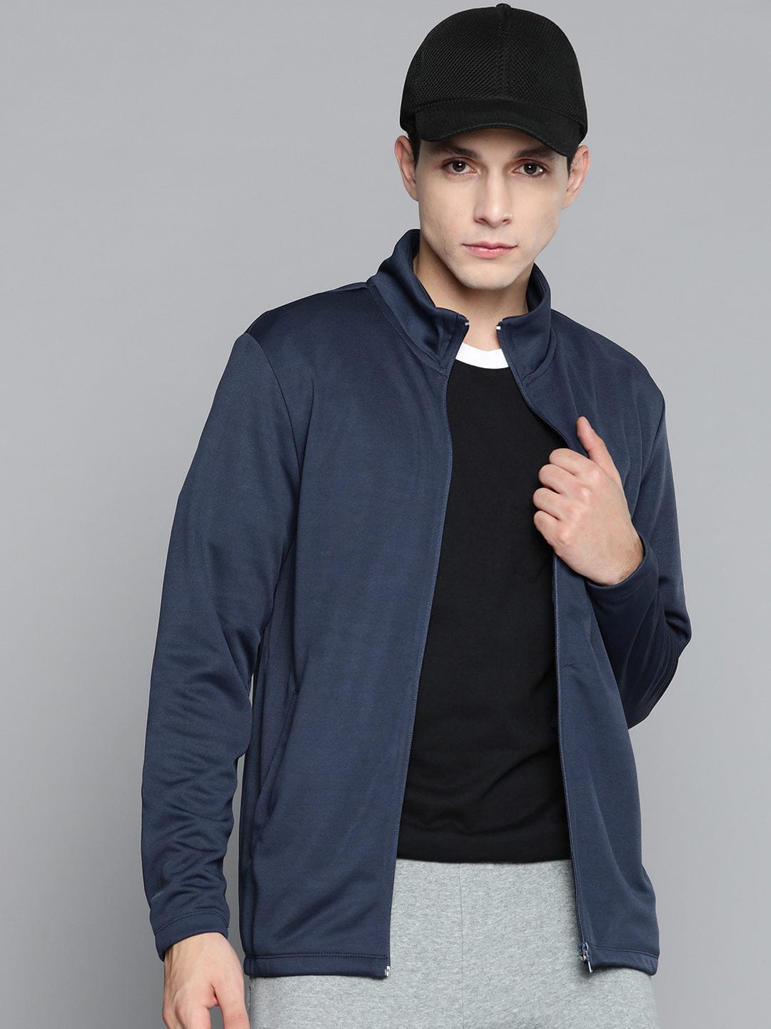 Alcis Men Navy Blue Solid Sweatshirt