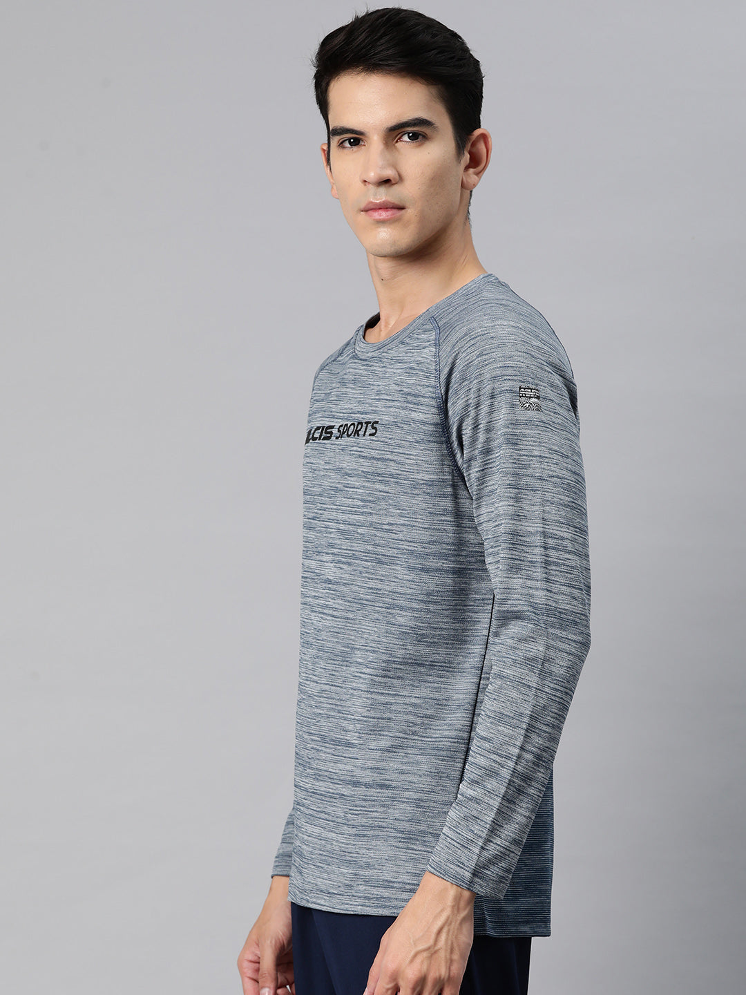 Alcis Men Brand Logo Printed Anti Static Slim Fit Grey T-shirt