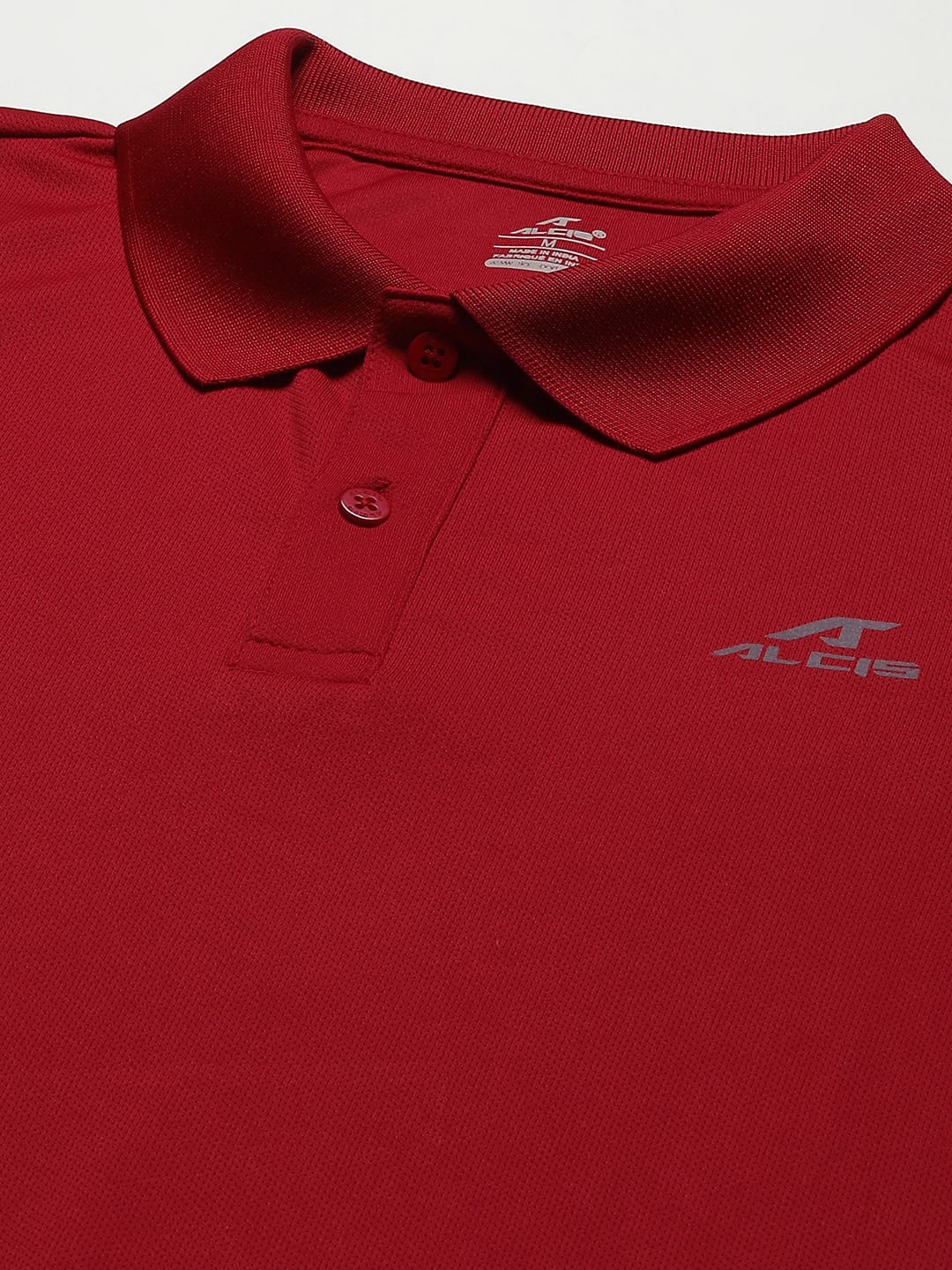 Alcis Men Maroon Solid Polo Collar Slim Fit Wonder T-shirt