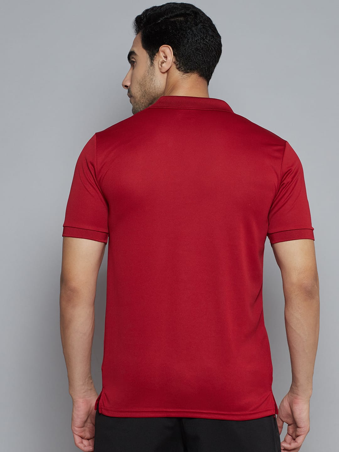 Alcis Men Maroon Solid Polo Collar Slim Fit Wonder T-shirt