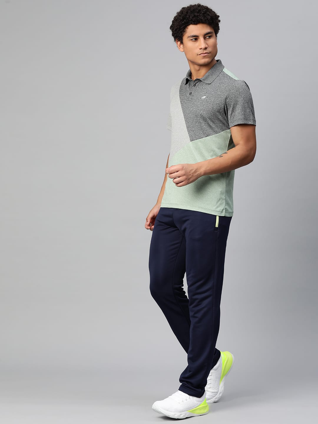 Alcis Men Colourblocked Polo Collar Anti Static Slim Fit T-shirt