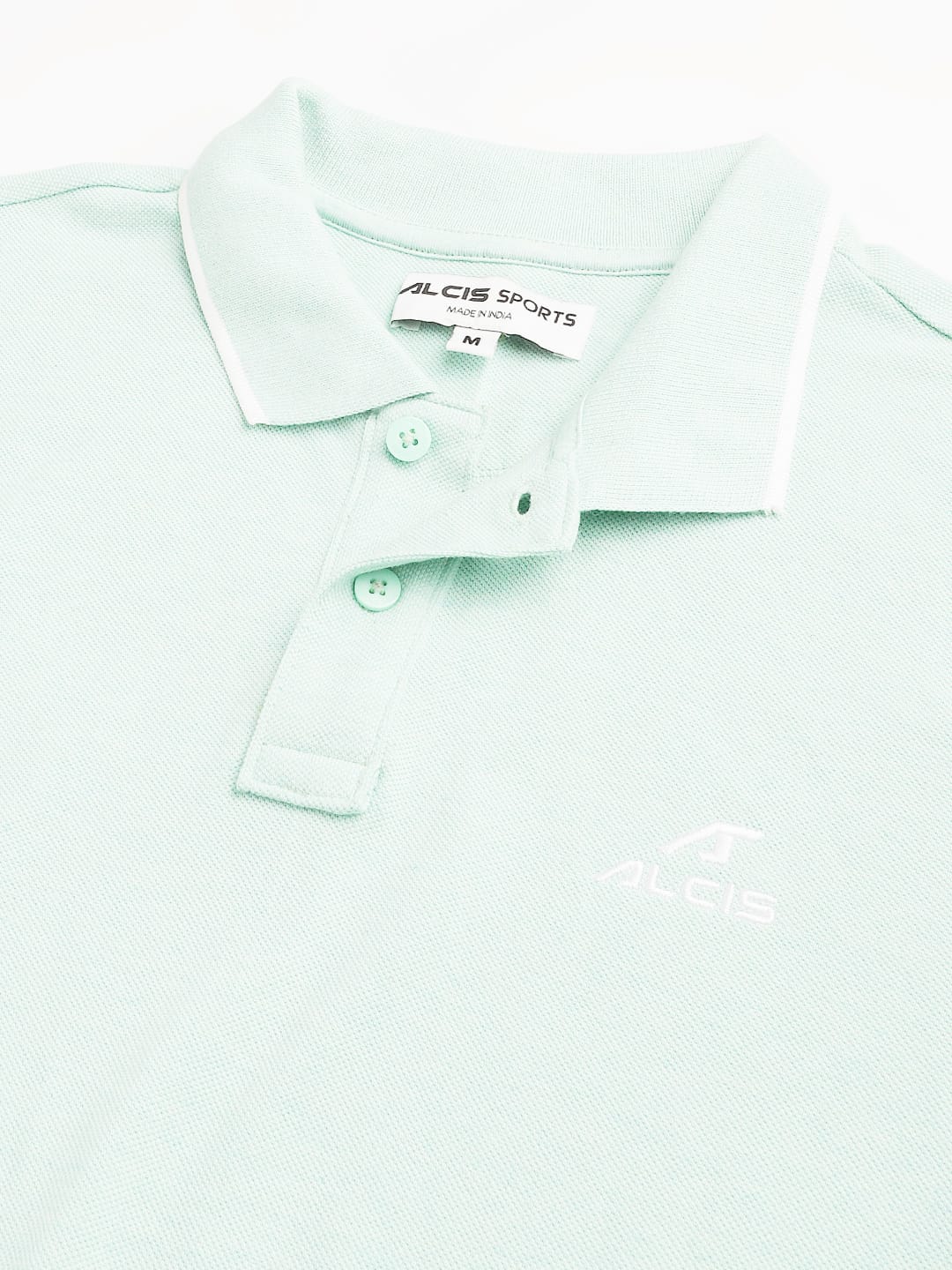 Alcis Men's Sea Green Melange Soft-Touch Regular-Fit Athleisure Polo T-Shirt