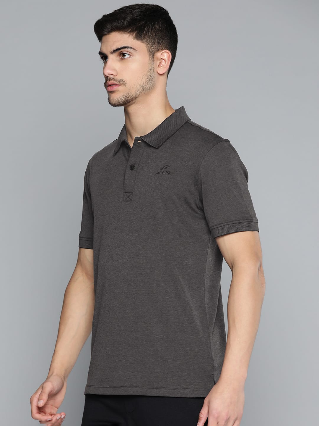 Alcis Men Grey Polo Collar Anti Static Slim Fit Sports