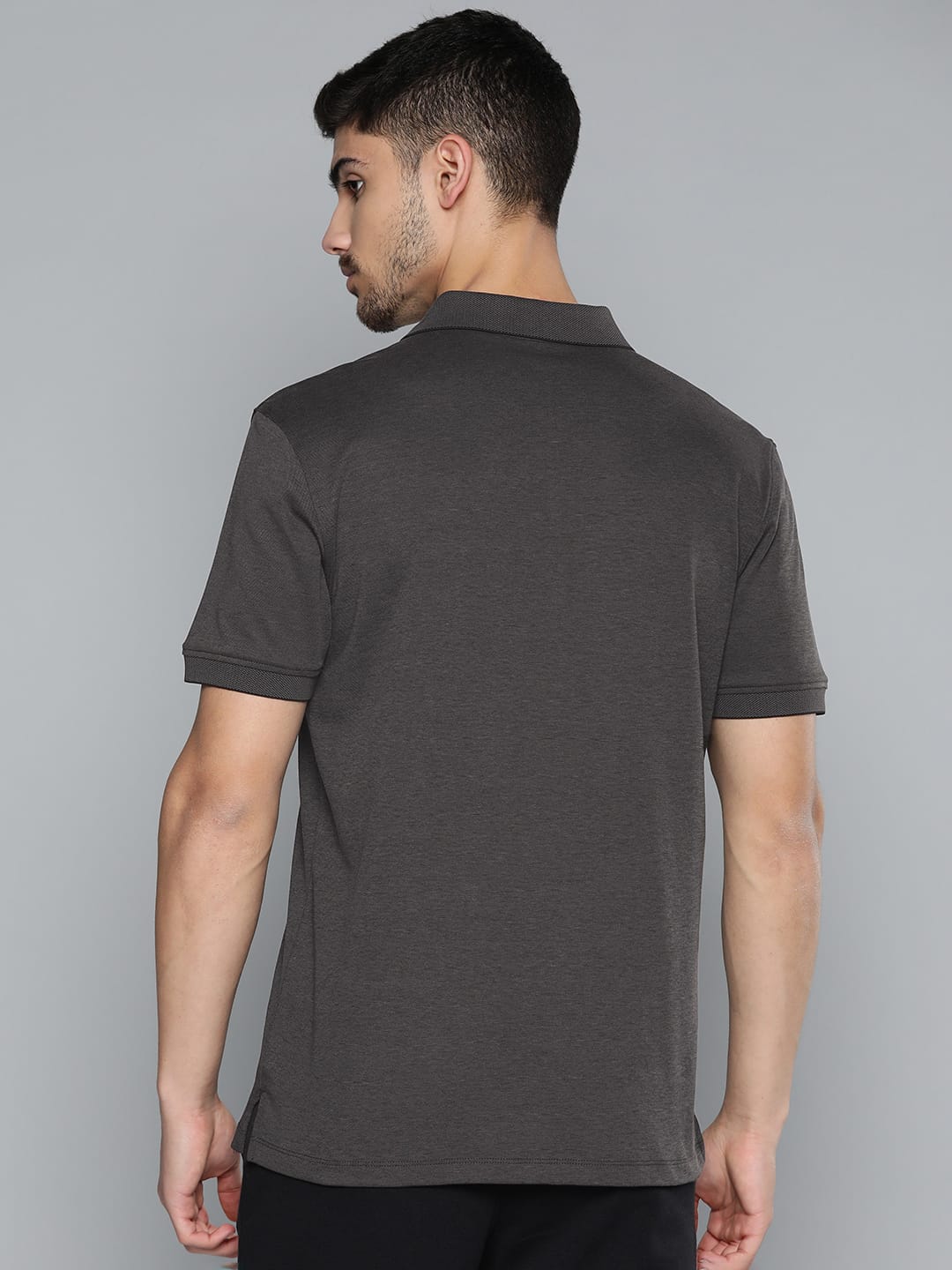 Alcis Men Grey Polo Collar Anti Static Slim Fit Sports