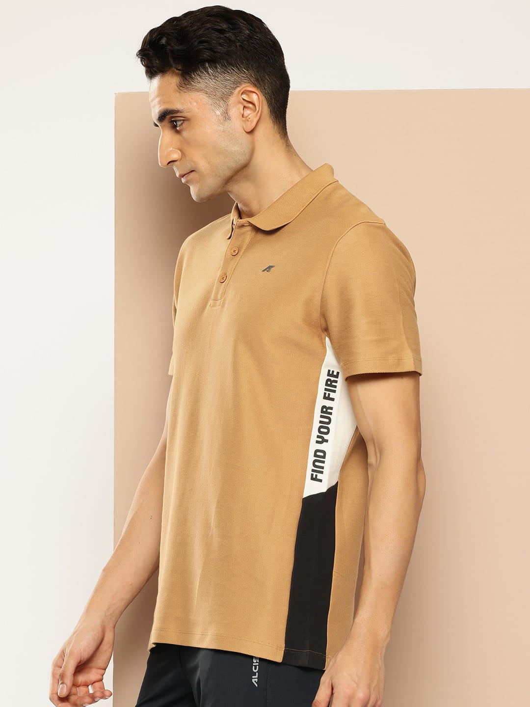Alcis Men Regular Fit Graphical Panel Polo T-Shirt
