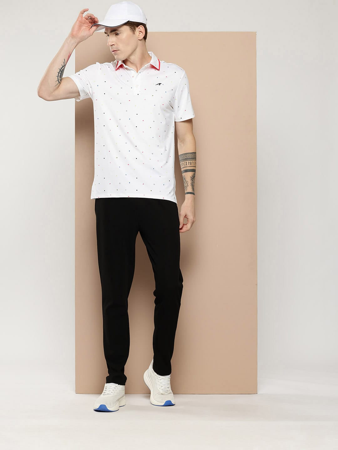 White Printed Golf Polo