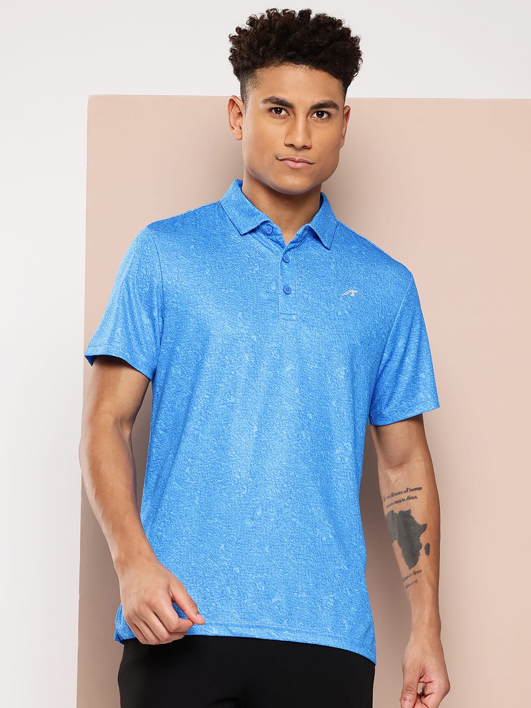 Alcis Men Blue Printed Polo Collar Golf T-Shirt