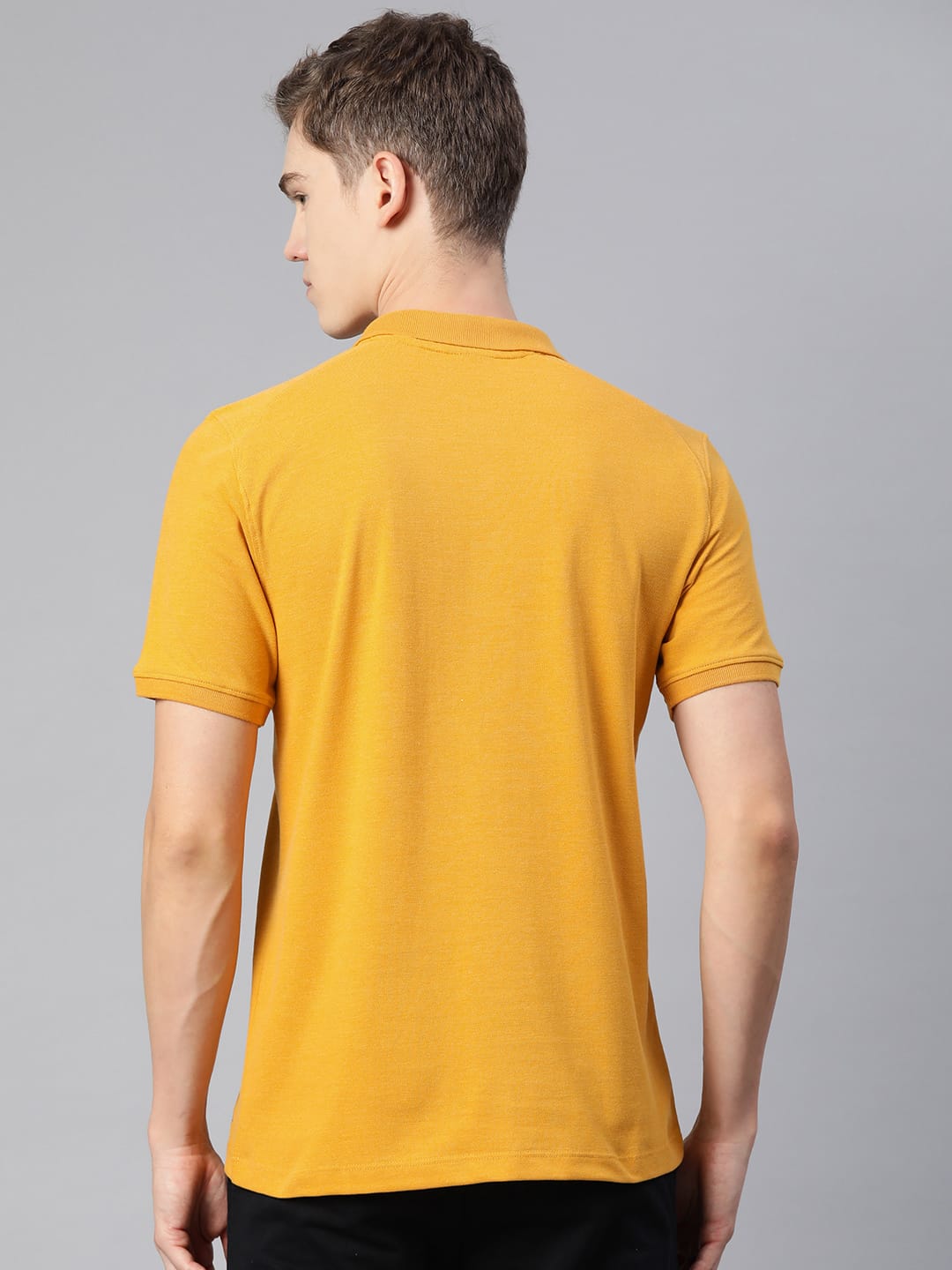 Alcis Men Yellow Abstract Printed Polo Collar T-shirt